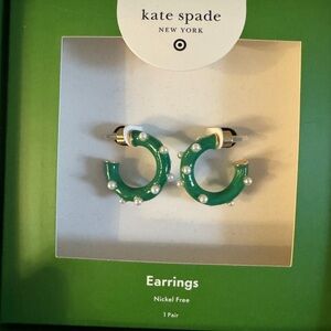 Kate Spade for Target Green Pearl Hoop Earrings in Gift Box